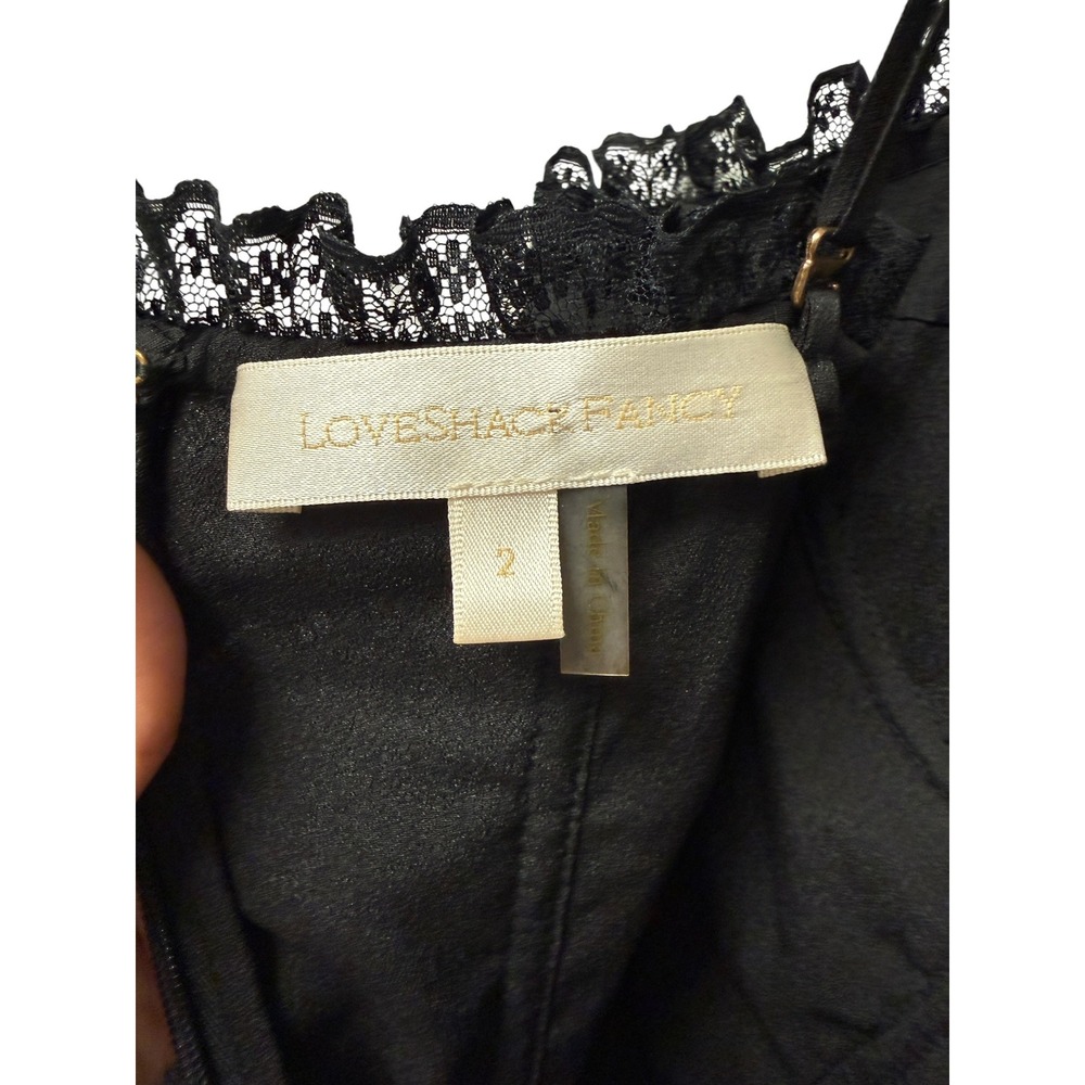 LoveShackFancy Carlene Lace Bustier Corset Black Mini Dress Women 2 Femenine EUC - Picture 7 of 8
